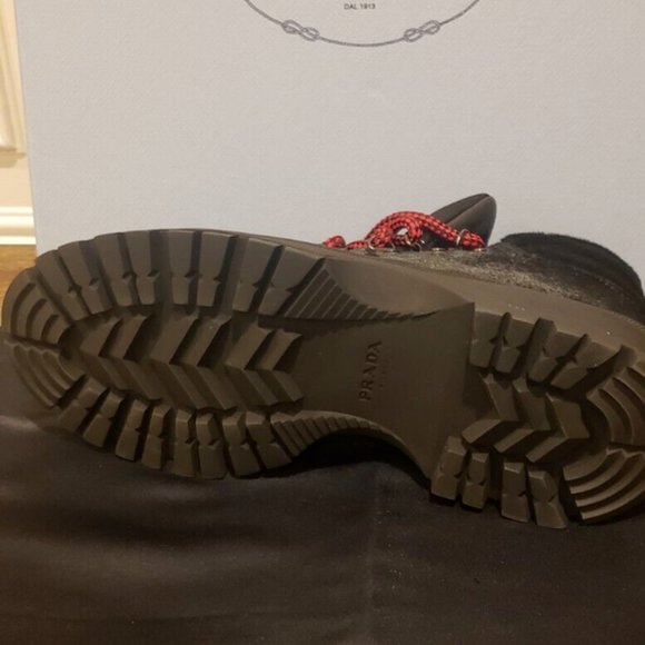 Prada calzature donna lace up pony fur boots size 36.5 - Picture 7 of 10